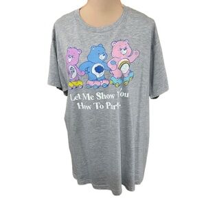 Care Bears Gray Tee Blue and Pink Graphics Size XL GUC